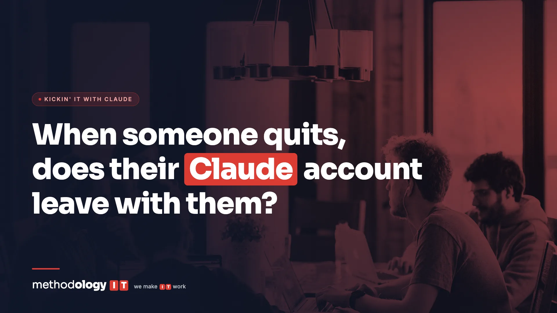 Silhouettes of people walking away down a dark corridor, with the headline They quit. Their AI account went with them.