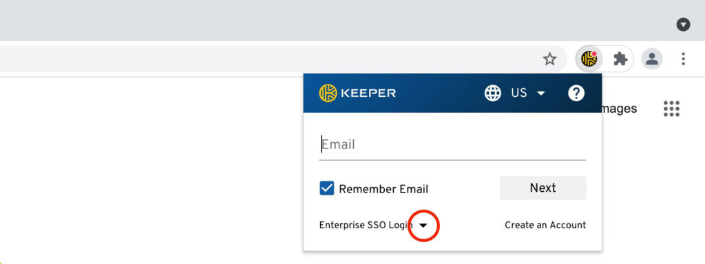 Image of Enterprise SSO Login dropdown